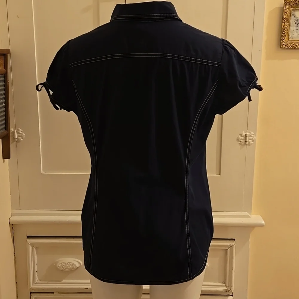 Tommy Hilfiger navy short-sleeved shirt Sz L - Picture 4 of 7